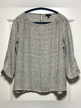 The Limited 3/4 Sleeve Summer Blouse Light Breezy Flowy Happy Confetti Print L